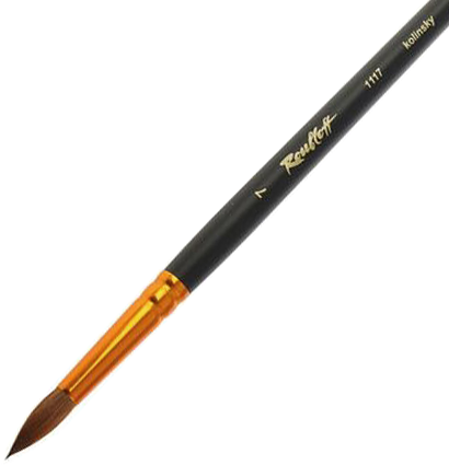 Кисть Roubloff колонок №7 круглая для акварели, гуаши и масла с короткой чёрной ручкой  купить в магазине товаров для рисования ArtCraft.Space