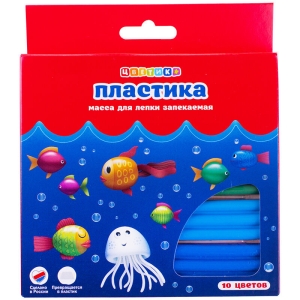 Набор пластики для лепки Цветик, 10 цветов, 200г, картон, европодвес