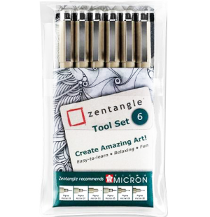 Набор Zentangle 6 предметов: линеры Pigma Micron 6шт, Набор Zentangle 6 предметов: линеры Pigma Micron 6шт,