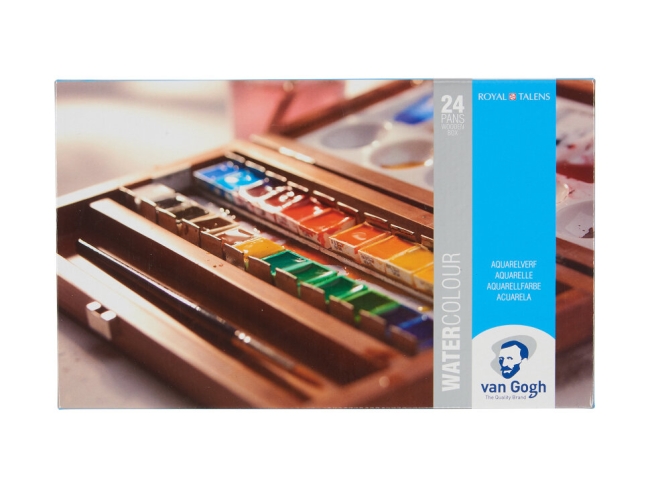 Акварель Van Gogh Royal Talens набор 24 кюветы в деревянном кейсе купить в художественном магазине ArtCraft.Space с доставкой по всему миру