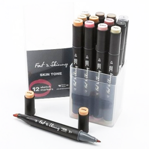 Набор скетч-маркеров Fat&Skinny Skin Tone 12 шт