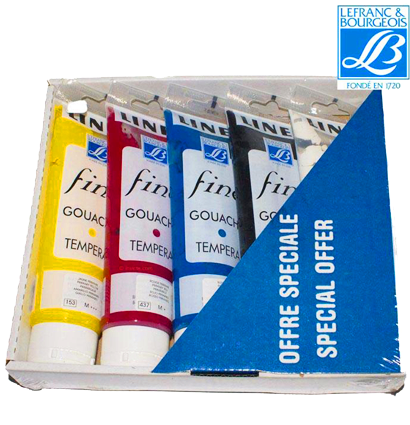 Набор гуаши Fine Linel LeFranc&Bourgeois 5 цветов в тубах по 120 мл купить в художественном магазине ArtCraft.Space с доставкой по всему миру