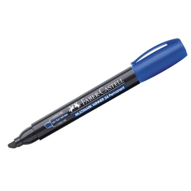 Маркер перманентный Faber-Castell "Multimark Winner 54" синий, скошенный, 5,0мм