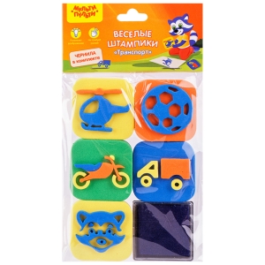 Набор штампиков для творчества Мульти-Пульти "Транспорт", EVA, 5шт., с чернилами