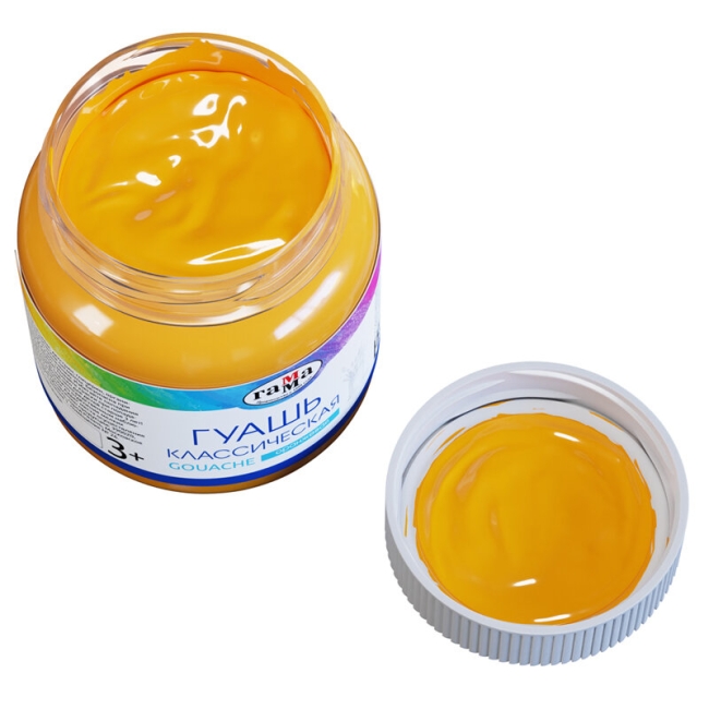 Гуашь Гамма "Классическая" краска для рисования в банке оранжевая, 220 мл купить в художественном магазине ArtCraft.Space с доставкой по всему миру