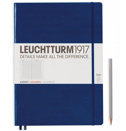 Блокнот Leuchtturm1917 Master Slim A4+ (22.5x31.5см.), 100г/м2 - 123 стр. в клетку, твердая обложка, цвет: Синий Неви