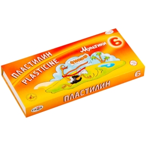 Пластилин Гамма "Мультики", 06 цветов, 120г, со стеком, картон. упак.