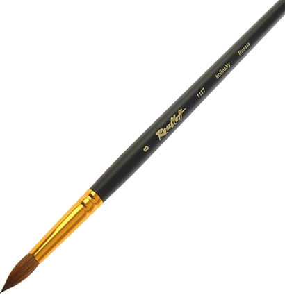 Кисть Roubloff колонок №8 круглая для акварели, гуаши и масла с короткой чёрной ручкой  купить в магазине товаров для рисования ArtCraft.Space