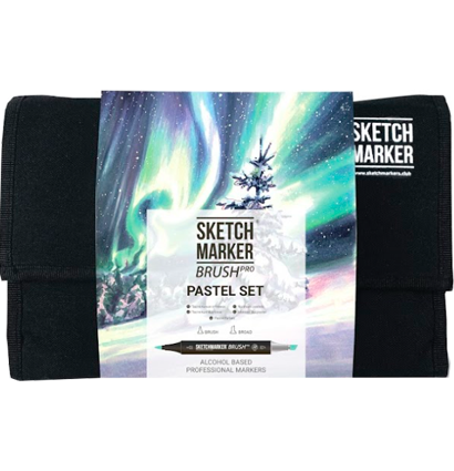 Набор 24 маркера Sketchmarker Brush Pro "Пастельные оттенки" в пенале купить в магазине маркеров ArtCraft.Space с доставкой по всему миру
