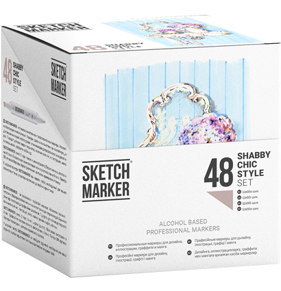Набор маркеров Скетчмаркер / Sketchmarker "Chic Style - Шебби шик" 48 цветов в пластиковом кейсе купить в магазине маркеров ArtCraft.Space с доставкой по РФ и СНГ