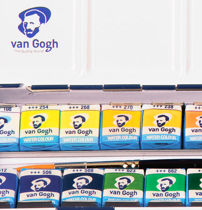 Набор акварели Van Gogh Metal Box 24 цвета в металическом кейсе с кистью Ван Гог купить в художественном магазине ArtCraft.Space с доставкой по РФ и СНГ