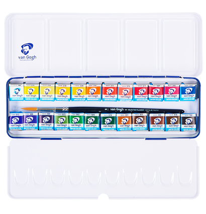 Акварель Van Gogh Royal Talens набор 24 кюветы в металлическом кейсе купить в художественном магазине ArtCraft.Space