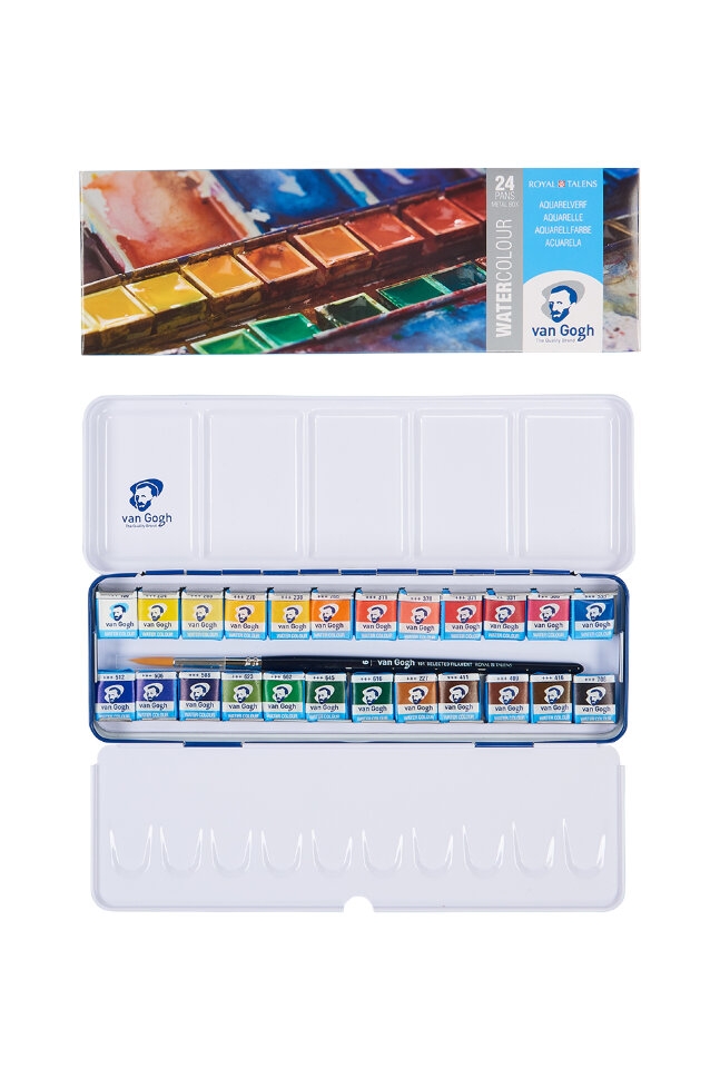 Акварель Van Gogh Royal Talens набор 24 кюветы в металлическом кейсе купить в художественном магазине ArtCraft.Space