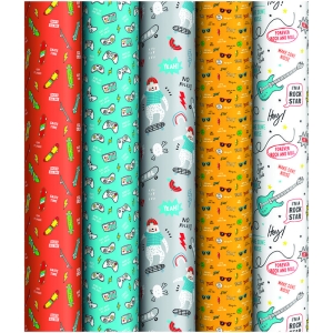 Упаковочная бумага глянц. 70*100см, ArtSpace "Мои увлечения", 90г/м2, ассорти 5 дизайнов