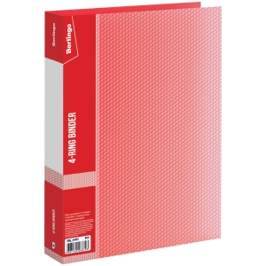 Папка на 4 кольцах Berlingo "Diamond", 40мм, 700мкм, красная