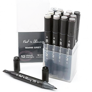 Набор скетч-маркеров Fat&Skinny Warm Grey 12 шт
