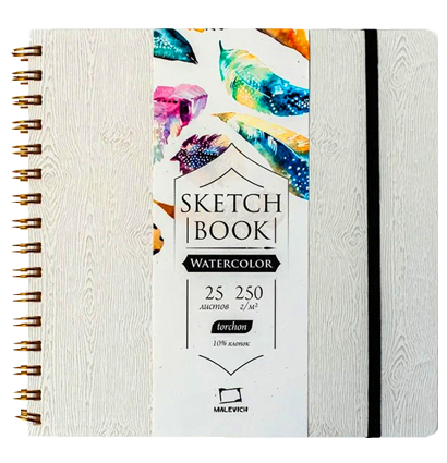 Скетчбук для акварели Малевичъ Grey Wood Torchon с хлопком 21 х 21 см / 25 листов / 250 гм купить в художественном магазине ArtCraft.Space