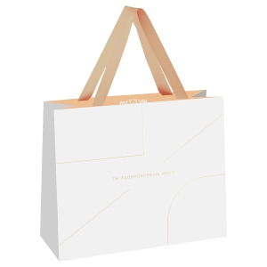 Пакет подарочный 32*26*12см MESHU "Monocolor. White", отд. фольгой, матовая ламинация