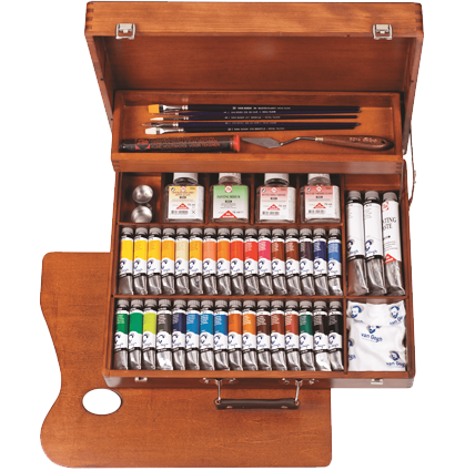 Масляные краски Van Gogh Oil Colour Superior Box премиум-набор 36 цветов, кисти, связующие и палитра в этюднике купить в художественном магазине ArtCraft.Space с доставкой по РФ и СНГ