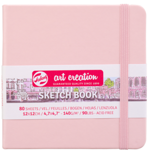 Блокнот для зарисовок Art Creation 140г/кв.м 12*12см 80л твердая обложка розовая,