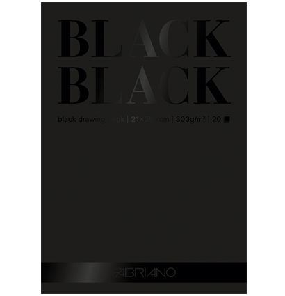 Альбом Fabriano Black Black с черной плотной бумагой 24х32см / 20 листов / 300 гм купить в фирменном магазине для рисования ArtCraft.Space с доставкой по РФ и СНГ