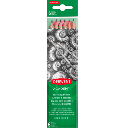 Набор чернографитных карандашей Derwent Academy Sketching 6 штук 3B-3H в блистере купить в фирменном художественном магазине ArtCraft.Space с доставкой по РФ и СНГ