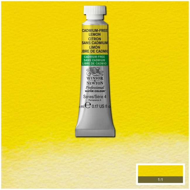 Акварель художественная Winsor&Newton "Professional", 5мл, туба, сер.4 №898 бескадмиевый лимонный Акварель художественная Winsor&Newton "Professional", 5мл, туба, сер.4 №898 бескадмиевый лимонный
