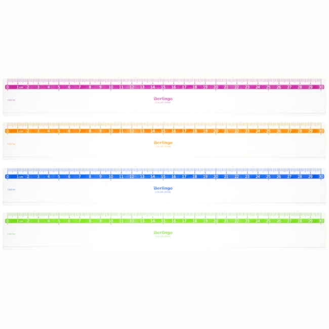 Линейка 30см Berlingo "Color", пластиковая, прозрачная