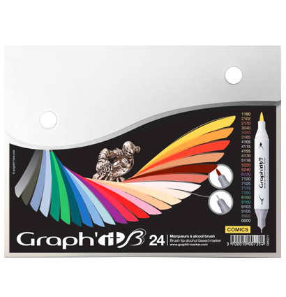 Набор маркеров для рисования Graph'it Brush 24 в фирменном кейсе (комиксы) Графит с кистью купить в художественном магазине ArtCraft.Space с доставкой по РФ и СНГ