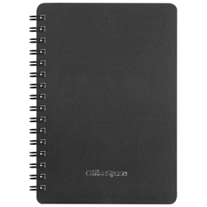 Записная книжка А6 60л., на гребне OfficeSpace "Base", черная пластиковая обложка