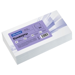 Конверт E65, OfficeSpace, 110*220мм, б/подсказа, б/окна, отр. лента, внутренняя запечатка, термоусадка Конверт E65, OfficeSpace, 110*220мм, б/подсказа, б/окна, отр. лента, внутренняя запечатка, термоусадка