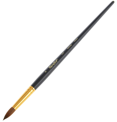 Кисть Roubloff колонок №9 круглая для акварели, гуаши и масла с короткой чёрной ручкой  купить в магазине товаров для рисования ArtCraft.Space