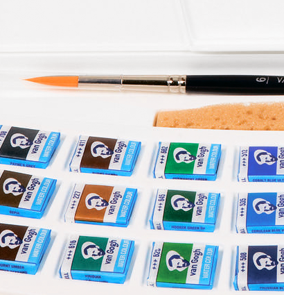 Набор акварели Van Gogh Metal Box 24 цвета в пластиковом кейсе с кистью Ван Гог купить в художественном магазине ArtCraft.Space с доставкой по РФ и СНГ