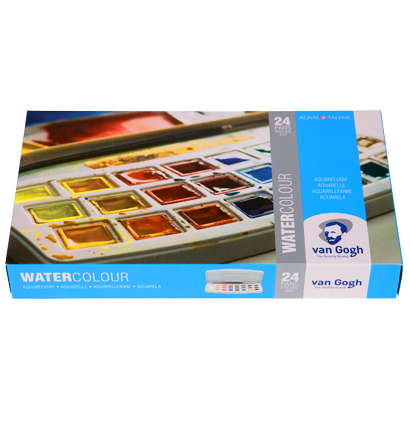 Набор акварели Van Gogh Metal Box 24 цвета в пластиковом кейсе с кистью Ван Гог купить в художественном магазине ArtCraft.Space с доставкой по РФ и СНГ