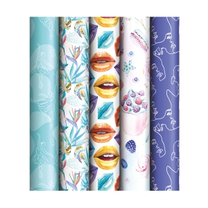 Упаковочная бумага глянц. 70*100см, ArtSpace "Оттенки сирени", 90г/м2, ассорти 5 дизайнов