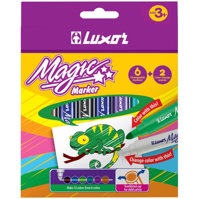 Фломастеры меняющие цвет Luxor "Magic", 06цв.+2, 8шт., картон, европодвес