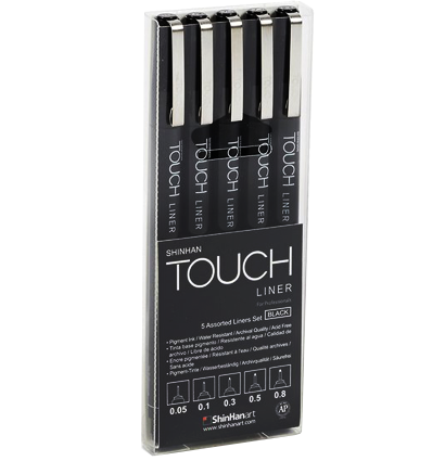 Набор черных линеров Touch Liner Black разной толщины // 5 штук купить в художественном интернет-магазине товаров для рисования и скетчинга ArtCraft.Space