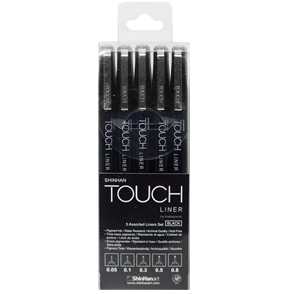 Набор черных линеров Touch Liner Black разной толщины // 5 штук купить в художественном интернет-магазине товаров для рисования и скетчинга ArtCraft.Space