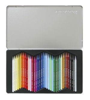 Набор профессиональных акварельных карандашей без деревянной оболочки "AQUA MONOLITH", 36 цветов, в металлической коробке с картонной обложкой