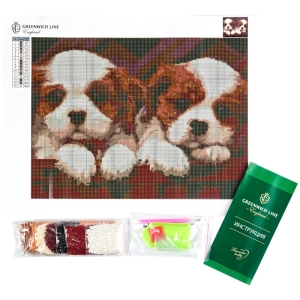 Алмазная мозаика Greenwich Line "Щенята", 30*40см, холст, европодвес